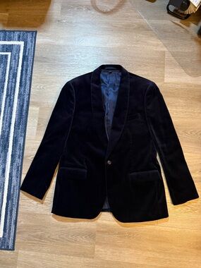 J. Crew Navy Velvet Single-Button Blazer